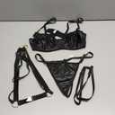 Lilosy Sexy Pu Leather Strappy Underwire Garter Belt Lingerie Set (Medium, Black)