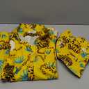 TUNEVUSE Mens Hawaiian Shirts and Shorts Set 2 Pieces Beach Outfits Tiger Print Summer Tropical Suit with Bucket Hats Yellow, XX-Large