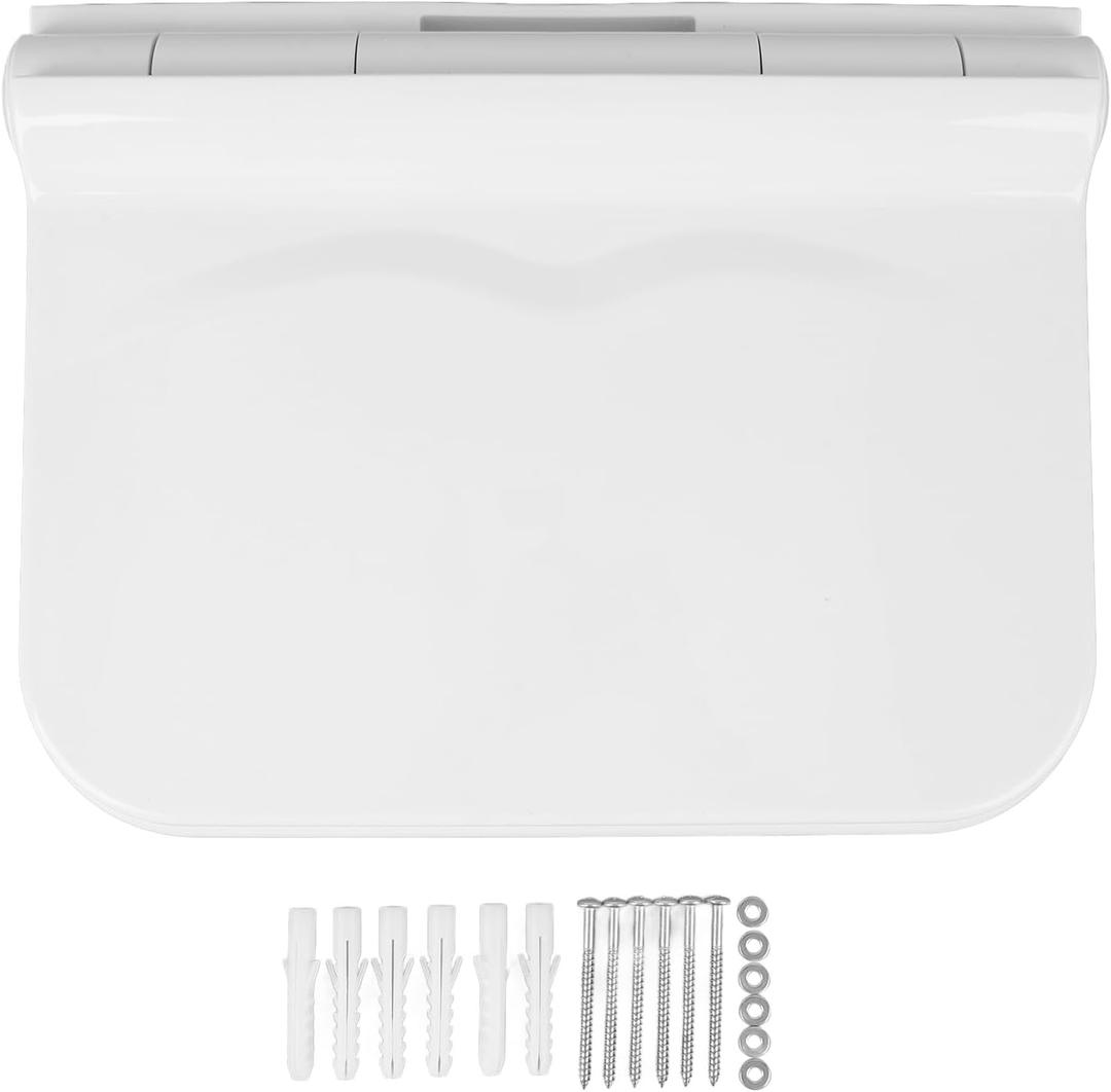 Folding Shower Seat, Secure and Stable Fold Down Shower Bench with Easy to Clean Plastic Construction, Versatile Use for Bathroom Entrance, Changing Shoes