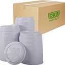 Eco-Products Ecolid Recycled Large Coffee Cup Lids, Case of 1000, White, Fits 10-20oz Hot Cups, Made from 25% Post-Consumer Recycled Plastic Polystyrene, Made in the U.S.A.