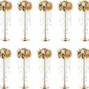 Bigsee 10 Pcs 21.65 inches Crystal Flower Stand Wedding Centerpieces for Tables, Tabletop Gold Metal Flower Arrangement Holder, Elegant Bulk Metal Vases for Reception Party Ceremony Decoration