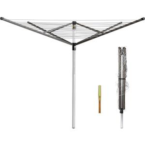 JS Hanger Clothesline Outdoor Rotary Dryer, 4 Arms Foldable Heavy Duty Height Adjustable Clothes Drying Rack, 196FT Drying Space, Hang Wet or Dry Laundry
