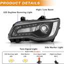 Projector Headlights Assembly Compatible with 2011-2023 Chrysler 300 /300C