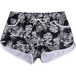 ESTAMICO Women Board Shorts with Liner Quick Dry UPF 50+ Drawstring Floral Print Swim Trunk with Pockets, L