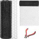 24'' x 150' Black Chicken Wire Mesh Fence, 20 Gauge Galvanized Poultry Netting and 1 inch Garden Mesh Fence Roll, Chicken Wire for Floral Arrangements/Crafts/Farm/Livestock/Pet Protection