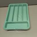 Aujen Silverware Organizer - Expandable Kitchen Drawer Organizer, Adjustable Utensil Organizer, Cutlery Tray for Forks, Knives, Multipurpose Kitchen Organizers and Storage Solution, Green, Medium