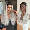 7JHH WIGS 29IN Long Hair Natural Silver White Wigs High Layered Cut Women Synthetic Heat Resistant Fiber Headband Wig for Women Fashion Edgy Daily Party Cosplay