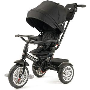 Bentley 6-in-1 Baby Stroller & Toddler Tricycle Officially Licensed Luxury Kids Bike, Convertible Travel Strollers & Kid Trike with Air Wheels, Canopy & Safety Features (6m-5y+ | Onyx Black )