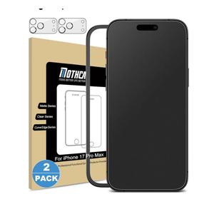 Mothca 2 Pack Matte Glass Screen Protector for iPhone 17 Pro Max[6.9 inch] + 2 Pack Camera Lens Protector, Anti-Glare & Anti-Fingerprint (Not Privacy) Tempered Glass, Bubble Free, Smooth as Silk