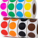 Perco Fluorescent  1-Inch Round Circle Dot Sticker Labels - Multi-Roll Pack (4 Rolls, 1,000 Labels Each) - Permanent Adhesive, Vibrant Colors, Strong Hold - Perforated for Easy Use - Made in USA