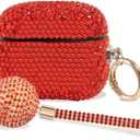 Luxurious Diamond AirPods 3rd Generation case, Protective Bling Rhinestone AirPod 3 Charging Case Cover, Bling Airpod Gen 3 Case Gift for Women (Red)