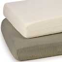 lulumoon Baby Muslin Crib Sheets - Toddler Cotton Fitted Crib Sheets Neutral for Boys and Girls 2Pack (Olive & Cream)