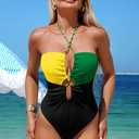 Women's One Piece Swimsuit Tummy Control Bathing Suit Sexy Flattering Cutout Criss Cross Swimwear, L