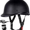 Vintage Motorcycle Half Helmet - Lightweight Low Profile Open-Face Half-Face Helmet  DOT Approved (XX-Large, Matte Black)
