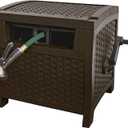 Suncast 175 ft. Wicker Style Resin Hose Hideaway with Hose Guide, Java, Made in the USA
