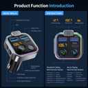 UNBREAKcable Bluetooth FM Transmitter for Car, PD 38W Fast Charging, Wireless Bluetooth FM Radio Adapter, Car Kit with Hands-Free Calls, HiFi Bass Boost MP3 Music Player Support USB Drive