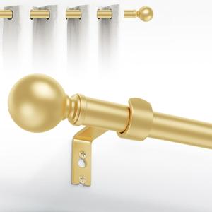 Hei!Dear Gold Curtain Rods for window 20 to 40 Inches(1.67-3.33 Feet), Adjustable 5/8 inch, Heavy Duty Decorative Drapery Rods,Small Window Rods Set,Size: 18"-45",Gold 
