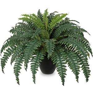 Hollyone Artificial Large Fern Boston Potted Plant for Outdoors & Indoor 25.5inch Faux Fake Fern Bush Plant in Pot for Patio Garden Farmhouse Windowsill Entrance Porch Office Living Room Home Decor