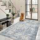 Area Rugs 4x6 for Living Room Bedroom Dining Room Washable Non Slip Low Pile Modern Abstract Rug Home Office Decor Blue