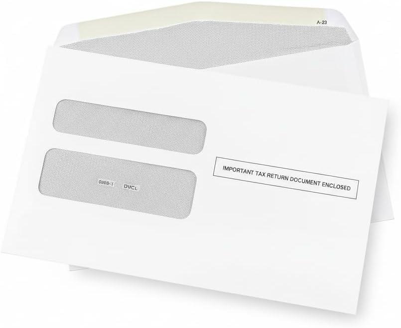 50 W2 Envelopes, Designed for W2 2-Up Tax Forms, Form QuickBooks Desktop and Other Tax Software, 5 5/8 x 9, Gum Seal Double Window Security W2 Envelopes, 50 Pack