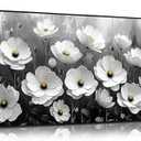 Large Black and White Flower Canvas Wall Art With Black Wood Frames for Living Room Bedroom Home Office Modern Canvas Prints Framed Canvas Wall Art Size 30x60