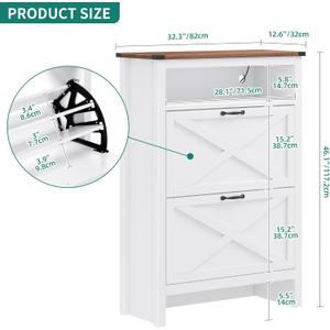 YITAHOME Shoe Cabinet with 2 Flip Drawers, Entryway Shoe Storage Cabinet with Open Shelves and Led Light, Free Standing Hidden Shoe Rack Storage Organizer for Entryway/Hallway/Closet, White