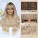 MINSEEYOO Blonde Wig with Bangs for Women Long Blonde Wavy Wigs 26 Inch Blonde Wigs Natural Looking Heat Resistant Synthetic Wig for Daily Party Use
