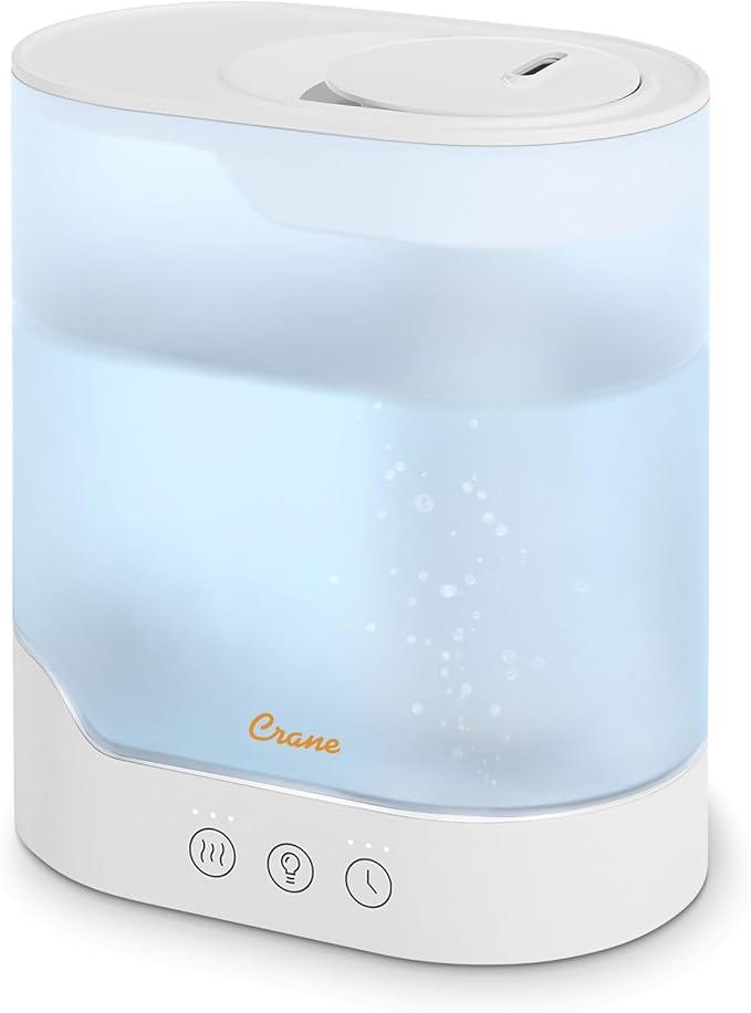 Crane 0.7 Gallon Top Fill Cool Mist Humidifier and Aroma Diffuser, with ColorChanging Night Light and Aroma Diffuser Function, Humidifier For Bedroom, Office or Nursery