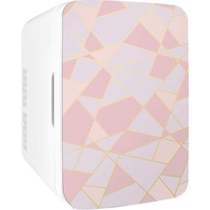 Cooluli 10L Mini Fridge for Bedroom - Car, Office Desk & Dorm Room 12v Portable Cooler Warmer Food, Drinks, Skincare, Beauty Makeup AC/DC Small Refrigerator with Glass Front, Fractal Pink, 10 Liter