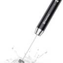 Maestri House Rechargeable Milk Frother, LunaFro NS Handheld Electric Foam Maker Waterproof Detachable Stainless Steel Whisk Drink Mixer Foamer for Lattes, Cappuccino, No Stand (Black)