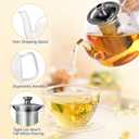 Glass Teapot with Infuser and Lid, 1300ml/43oz Borosilicate Glass Teapot with Stainless Steel Mesh Infuser for Loose Leaf & Blooming Tea, Stovetop & Microwave Safe