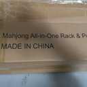 Mahjong Racks with Pushers, Light Green Wooden American Mahjong Tile Pushers and Racks Set of 4, with White Printed Mahjong Racks Drawstring Bag, Mahjong Accessories (19.68 Inches)