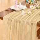 Socomi Gold Champagne Cheesecloth Table Runner Easter Spring Boho Rustic Gauze 120 inch 10FT Cheese Cloth Runner for Wedding Party Baby Shower Birthday Home Decor Holiday Decorations (10ft x 1pc, Sand)