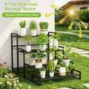 VyGrow Plant Stand, 4 Tier Widened Stackable Tiered Plant Stand, Upgraded Scalable Heavy Duty Tall Plant Shelf for Indoor Outdoor, Garden, Display Shelves, Flower Pot Holder, Black