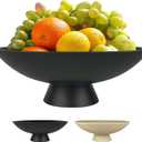 Large Decorative Fruit Bowl for Kitchen Counter, Modern Resin Pedestal Bowl for Home Decor, Stylish Key Bowl for Entryway Table, Decorative Bowl for Coffee Table Decor, Artificial Stone Black (11.81"Decorative Bowls-1pcs)