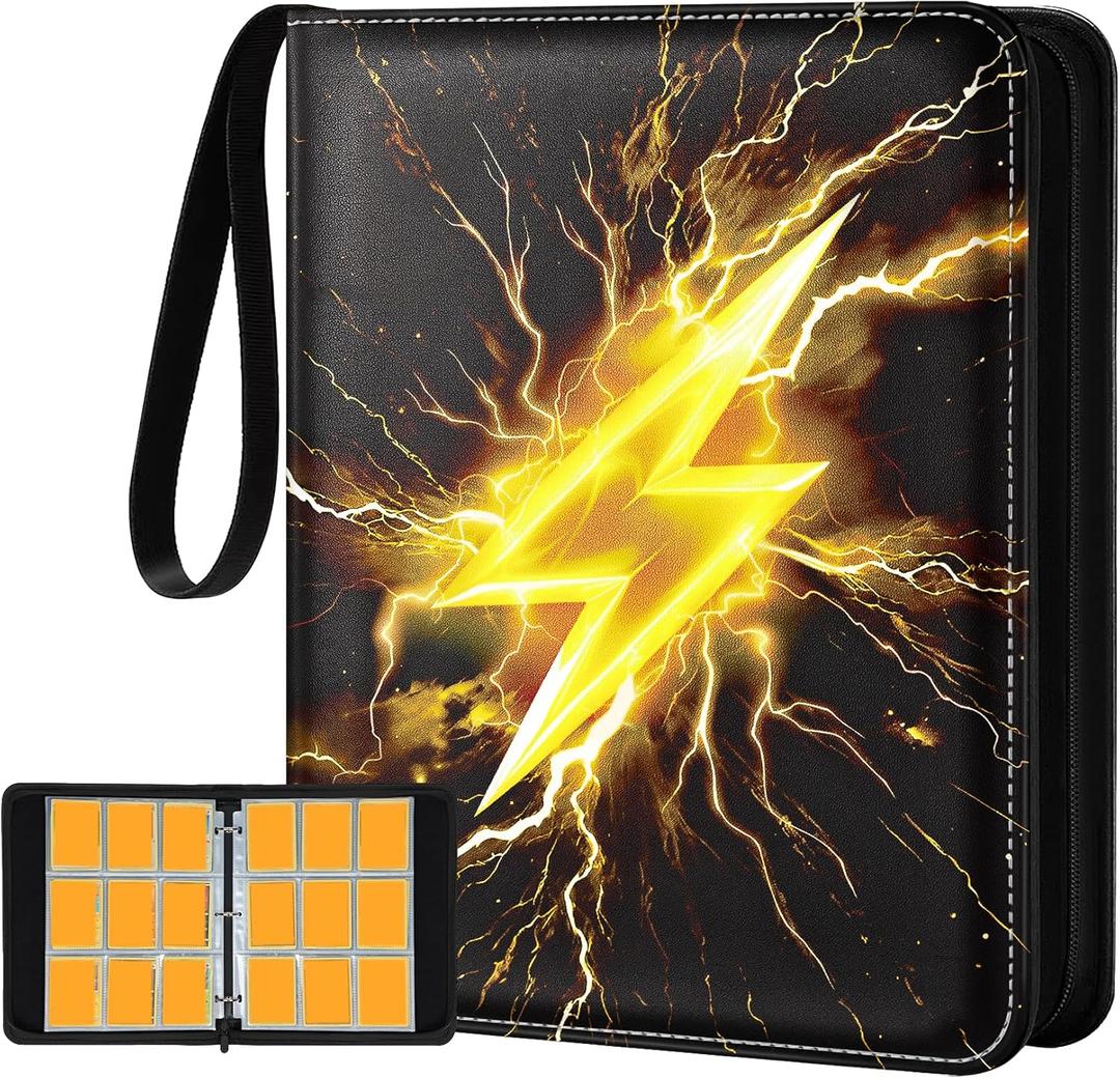 for 9 Pocket Card Binder for 900 Cards - Large Capacity Trading Card Collection Album Folder with Zipper for Women Teens Girls Golden Design for Sports Cards Game Cards