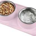 Cat Bowls for Food and Water,Premium Removable Stainless Steel Double Bowls with Non-Slip Bottom & Elevated Stand for Pet and Small Dogs,Upgrade Non-Spill Cat Food Bowls (Light Pink)