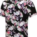 SheLucki Hawaiian Shirt for Men, Unisex Summer Beach Casual Short Sleeve Button Down Shirts, Printed Palmshadow Clothing (Blue, L)