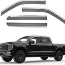Window Rain Guards for 2015-2025 Ford F150 Supercrew Cab,Tape-On Rain Guards for Car Windows,Vent Deflector Visor,with Chrome Trim Window Visor,F150 Truck Accessories-4 Pcs