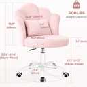 BestGlory Pink Vanity Chair with Wheels, Petal Velvet Armless Desk Chair, 20.1 inches x 20.5 inches x 37.4 inches
