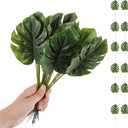 30PCS Artificial Palm Leaves Fake Monstera Leaves Faux Tropical Plants for Indoor Outdoor Home Kitchen Office Table Garden Decorations