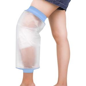 Waterproof Knee Cover for Shower Adult After Surgery, Upgraded Knee Surgery Shower Cover Watertight Cast Protector for Replacement Surgery Wound Burns Broken, Soft Stretchy Reusable L