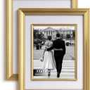 Yaetm 11x14 Gold Picture Frame with Decorative Inner Frame & Tempered Glass, Display 8x10 Photos with Mat on Wall - Portrait or Landscape - Ideal for Office & Home Dcor (Gold, 2 Pack)