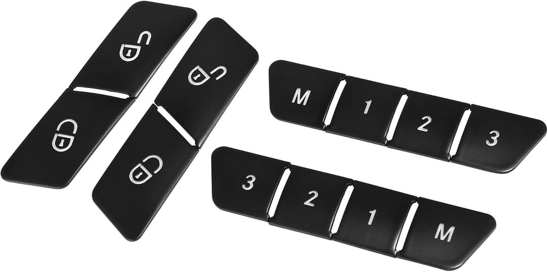 Set of 12 Car Seat Memory Door Lock Unlock Button Sticker Adjust Switch Button for Mercedes-Benz a Class 2013-2017 Interior Trim Accessory Black