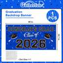 3 x Graduation Party Decorations 2026 Plastic Backdrop - 65" x 32.7" Congrats Grad Banner in Blue, Large Class of 2026 Decorations, Photography & Grad Party Supplies