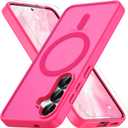 Vansdon for Samsung Galaxy S24 Case / S25 Case, Compatible with MagSafe, Magnetic Translucent Matte Slim Protective Cover with 1 Screen Protector - Military-Grade Drop Protection (Hot Pink)