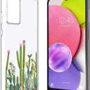 Unov Case Compatible with Galaxy A03s 4G LTE Clear with Cactus Flavors Girly Design Soft TPU Shock Absorption Slim Embossed Pattern Protective Back Cover