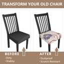 Stretch Dining Chair Seat Covers Set of 6,Dining Chair Slipcovers, Floral Printed Chair Covers,Soft Fabric Washable Upholstered Chair Seat Protector, No Rear Covers for Home Kitchen Dining Room (Light Purple Cornflowers)