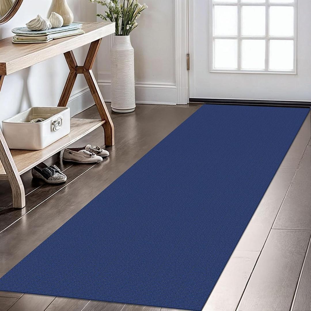 KOZYFLY Washable Runner Rug 2x6 Ft Runners for Hallways Kitchen Runner Rugs with Rubber Backing Braided Cotton Entryway Runner Indoor, Carpet Runners for Hallway Entryway Bedroom, Royal Blue
