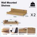 Small Floating Shelves for Wall Decor, Wall Mounted Wood Shelf for Bedroom, Living Room, Bathroom, Kitchen, Nursery, Display Picture Ledge Shelf with Lip Set of 2-8 Inches, Oak
